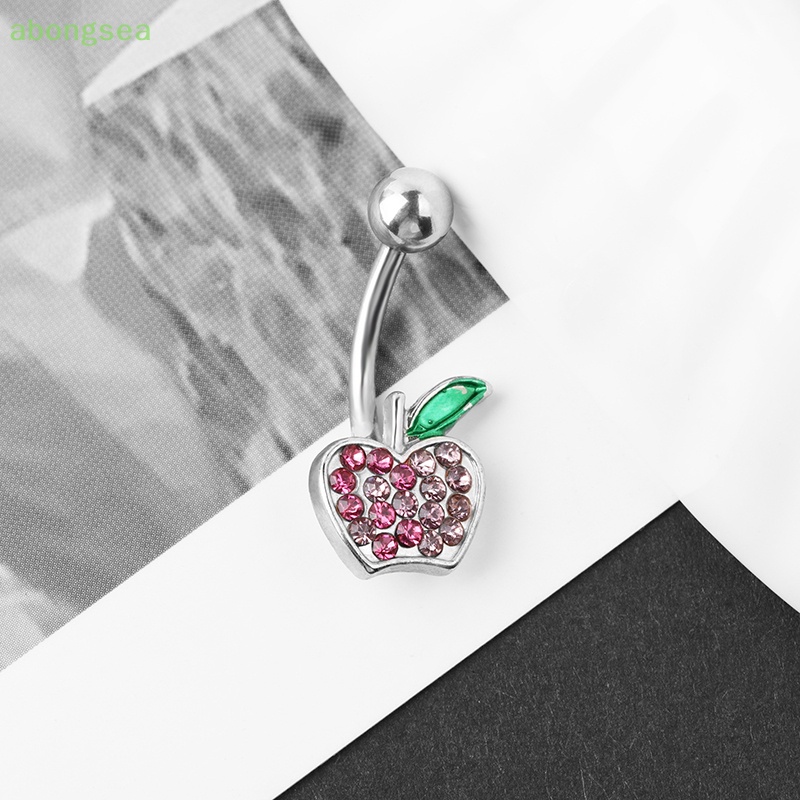 Khuyên Rốn Bằng Thép Không Gỉ Hình Trái Cherry Đính Đá Quyến Rũ