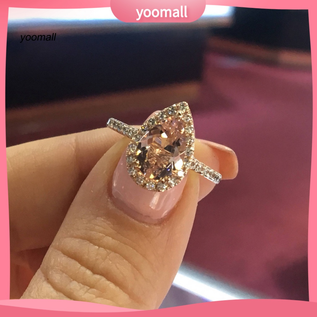 Nhẫn Đính Đá Hình Giọt Nước Thời Trang Cho Nữ