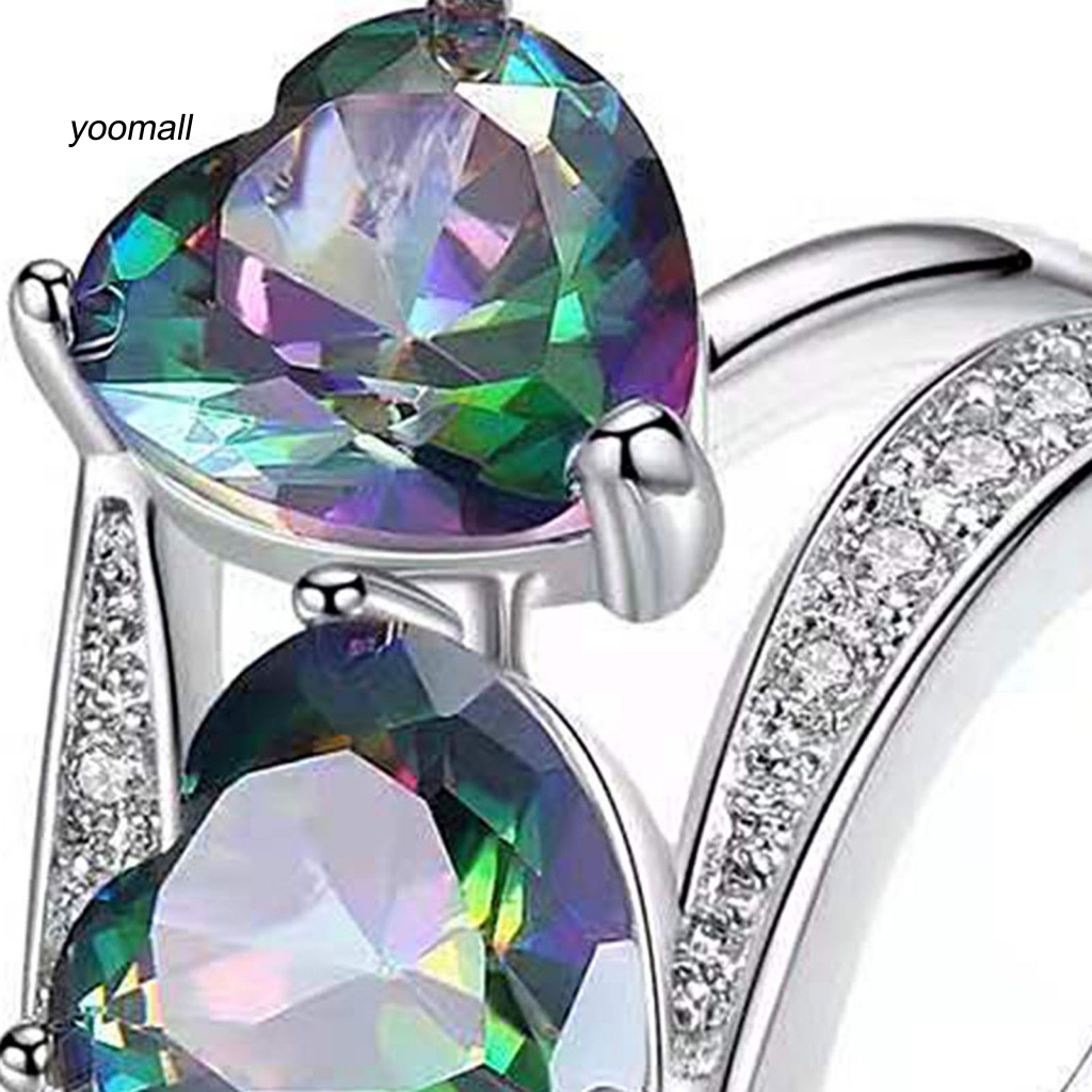 Nhẫn Hình Trái Tim Đôi Đính Đá Zircon Lấp Lánh Thời Trang Dự Tiệc Cho Nữ