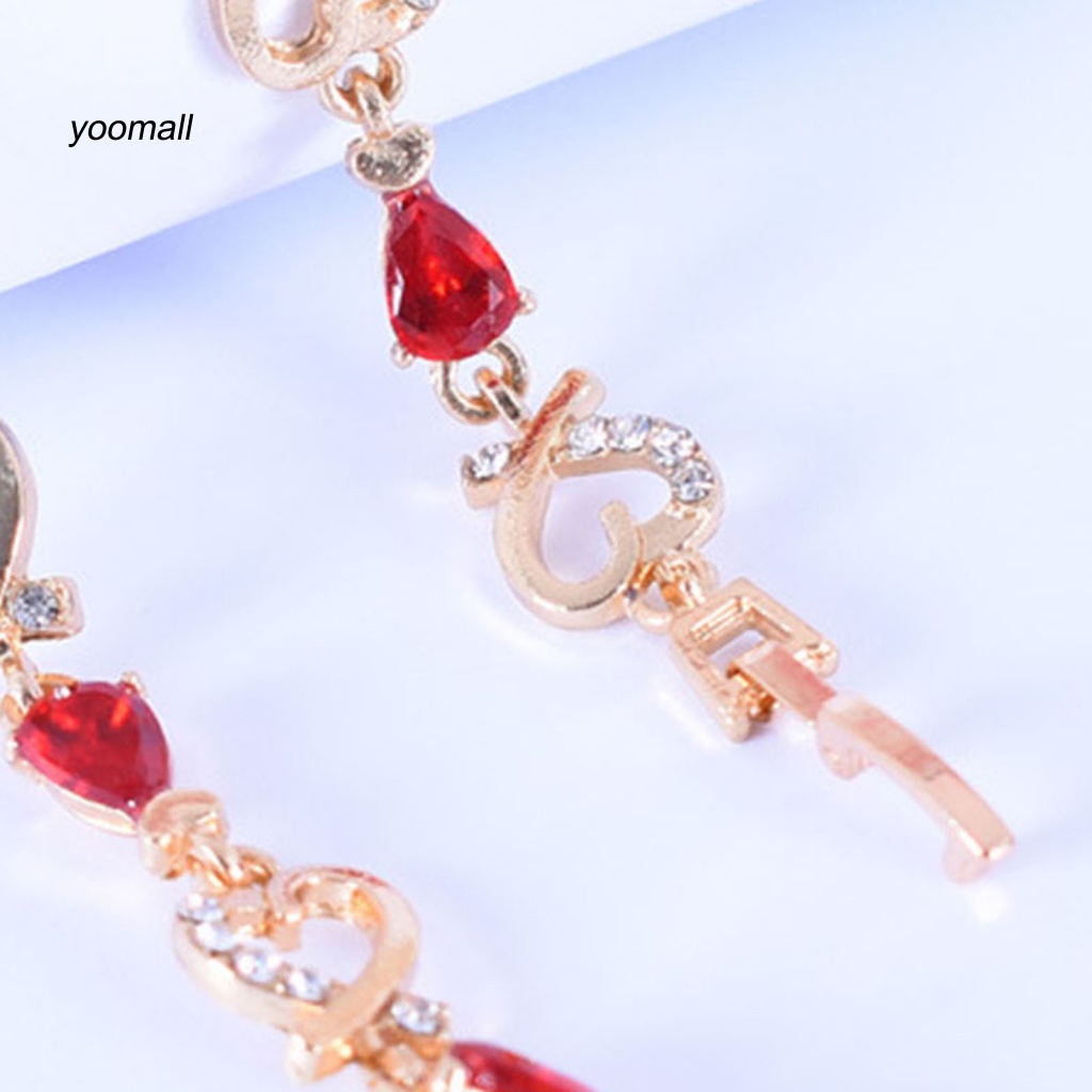 Vòng Tay Hợp Kim Đính Đá Hình Trái Tim Xinh Xắn Cho Nữ