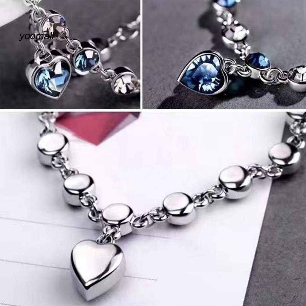 Vòng Tay Chuỗi Xích Đính Đá Zircon Hình Trái Tim Cho Ngày Valentine