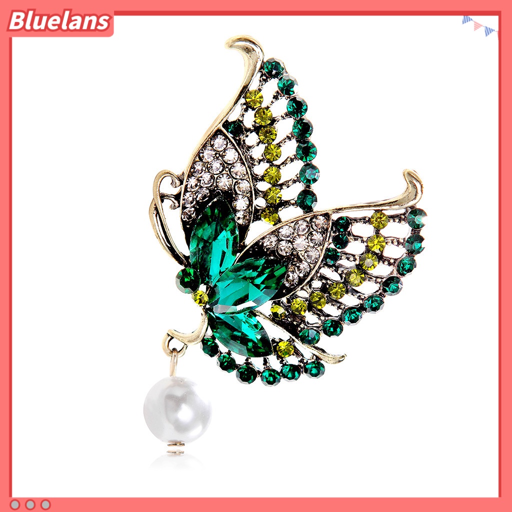 Ghim Cài Áo Kim Loại Hình Bướm Đính Ngọc Trai Nhân Tạo