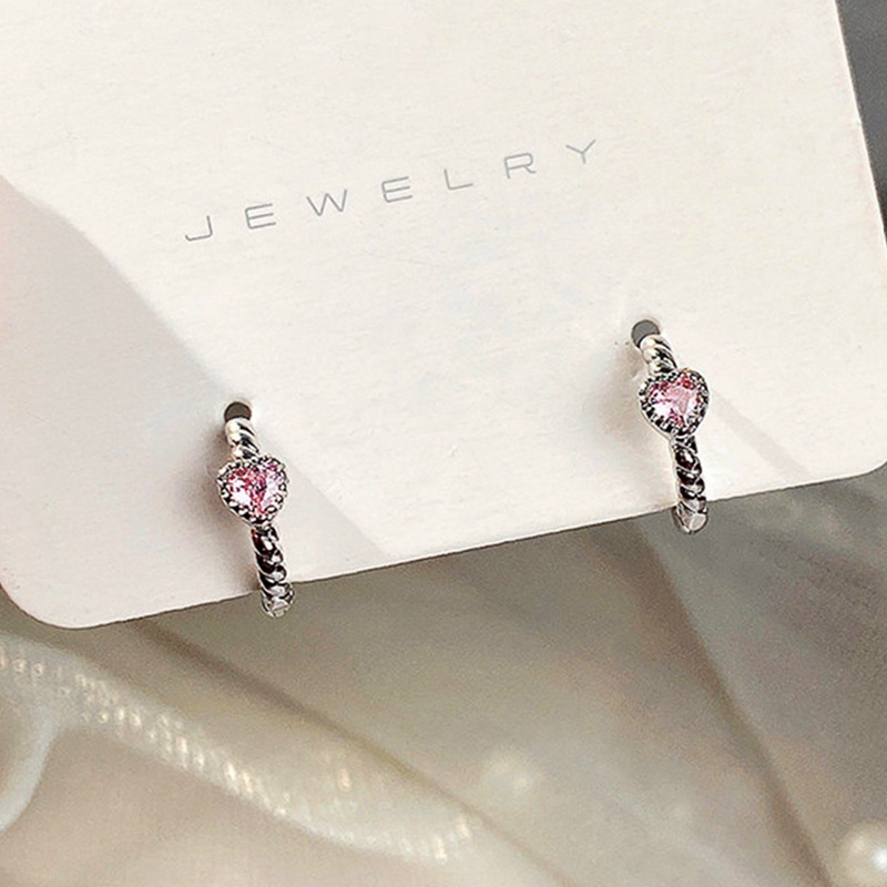 Ygt Bông Tai Zircon Hồng Hình Trái Tim Chống Dị Ứng Thời Trang Sáng Tạo Thích Hợp Làm Quà Tặng Cho Cặp