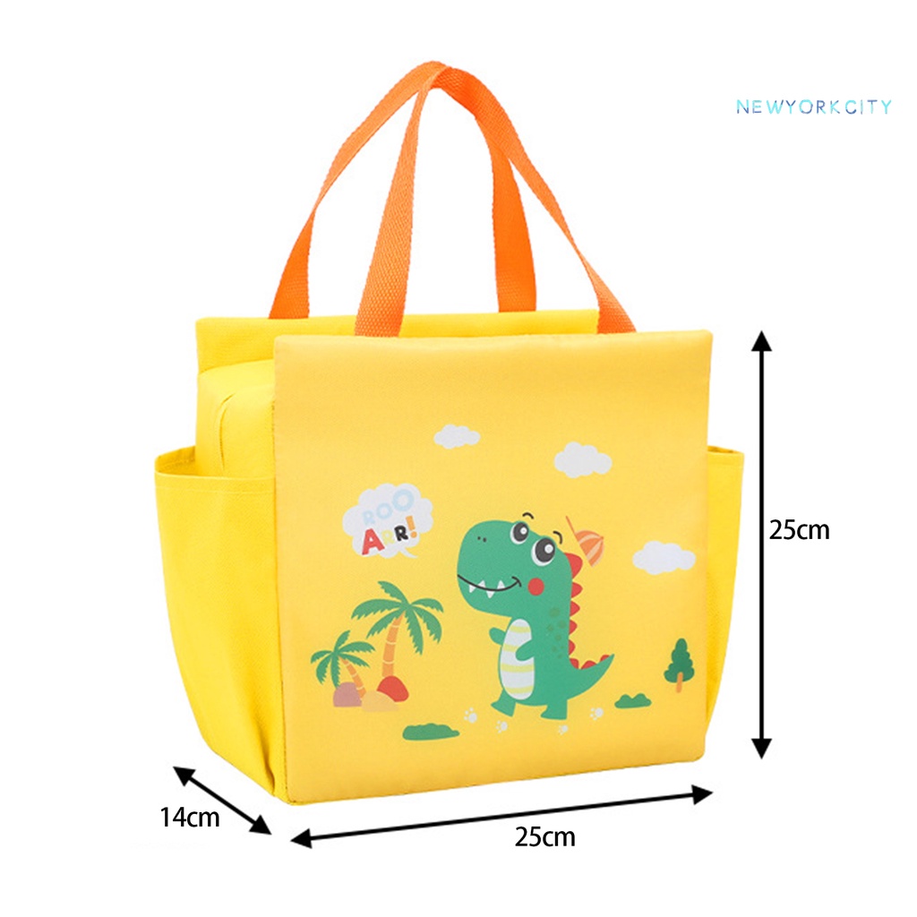 Túi Đựng Cơm Trưa Giữ Nhiệt Dung Tích Lớn Bằng Vải Oxford Họa Tiết Hoạt Hình Có Khóa Kéo