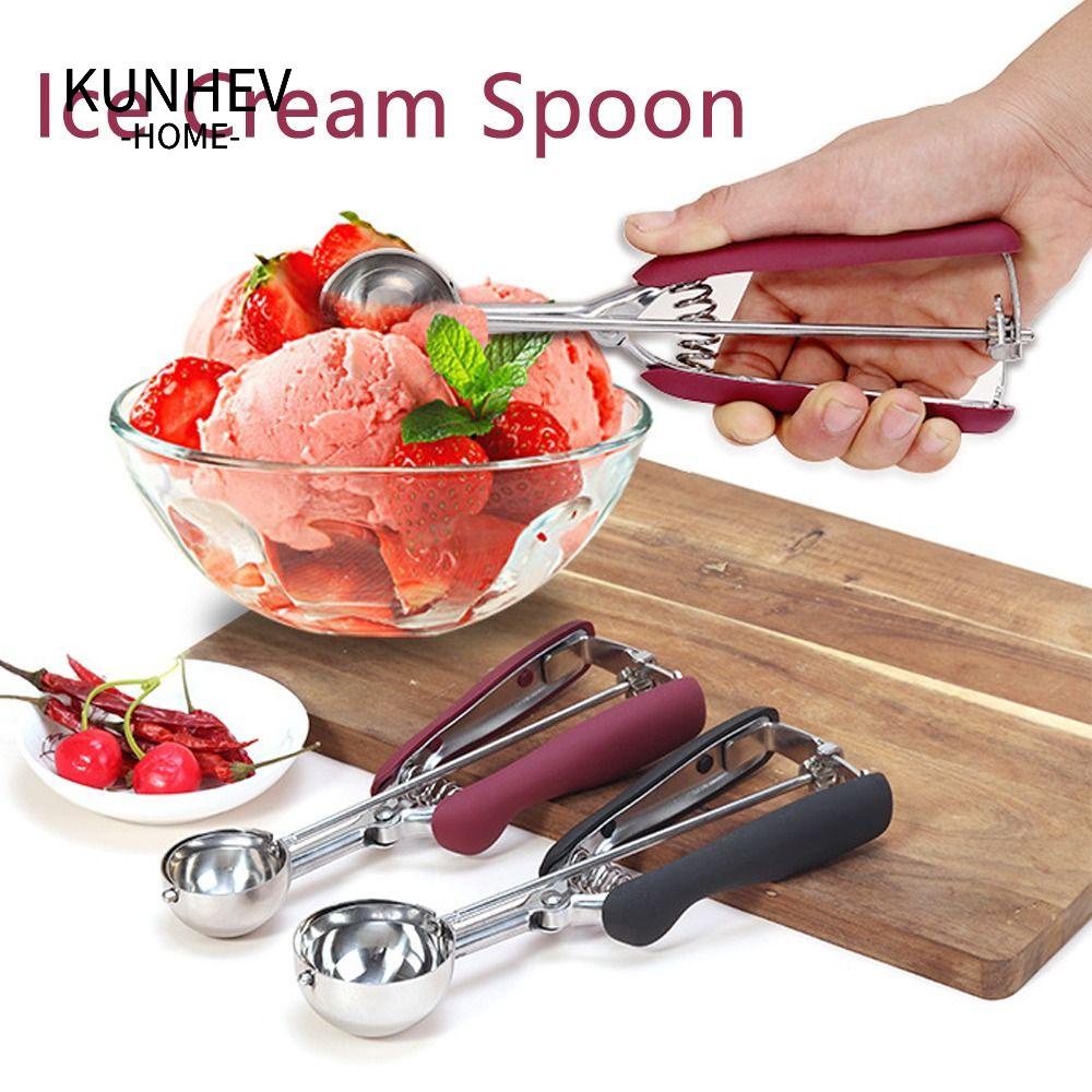 KUNHEV Muỗng Múc Kem Kích Thước 3 / 4 / 5cm Có Tay Cầm Lò Xo Tiện Dụng
