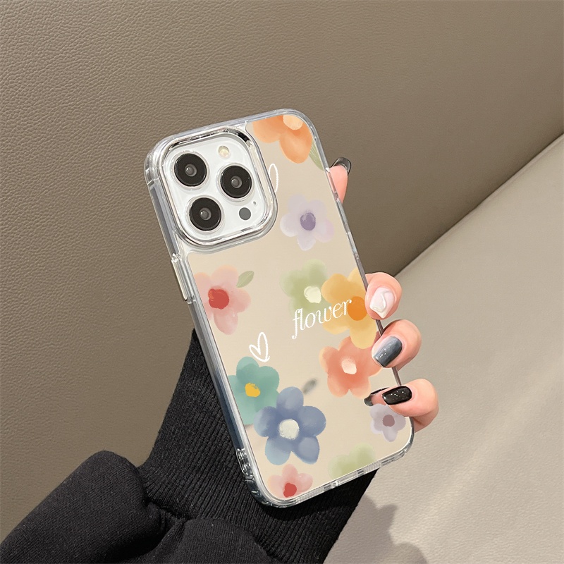 Ốp Điện Thoại Tráng Gương Họa Tiết Hoa Nhiều Màu Cho IPhone 11 12 13 14 12Pro 13Pro 14Pro Pro Max XR X XS Max