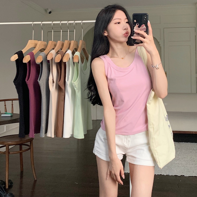 Áo Thun Sát Nách Vải cotton Thiết Kế Cỡ Lớn Thời Trang Trẻ Trung Cho Nữ