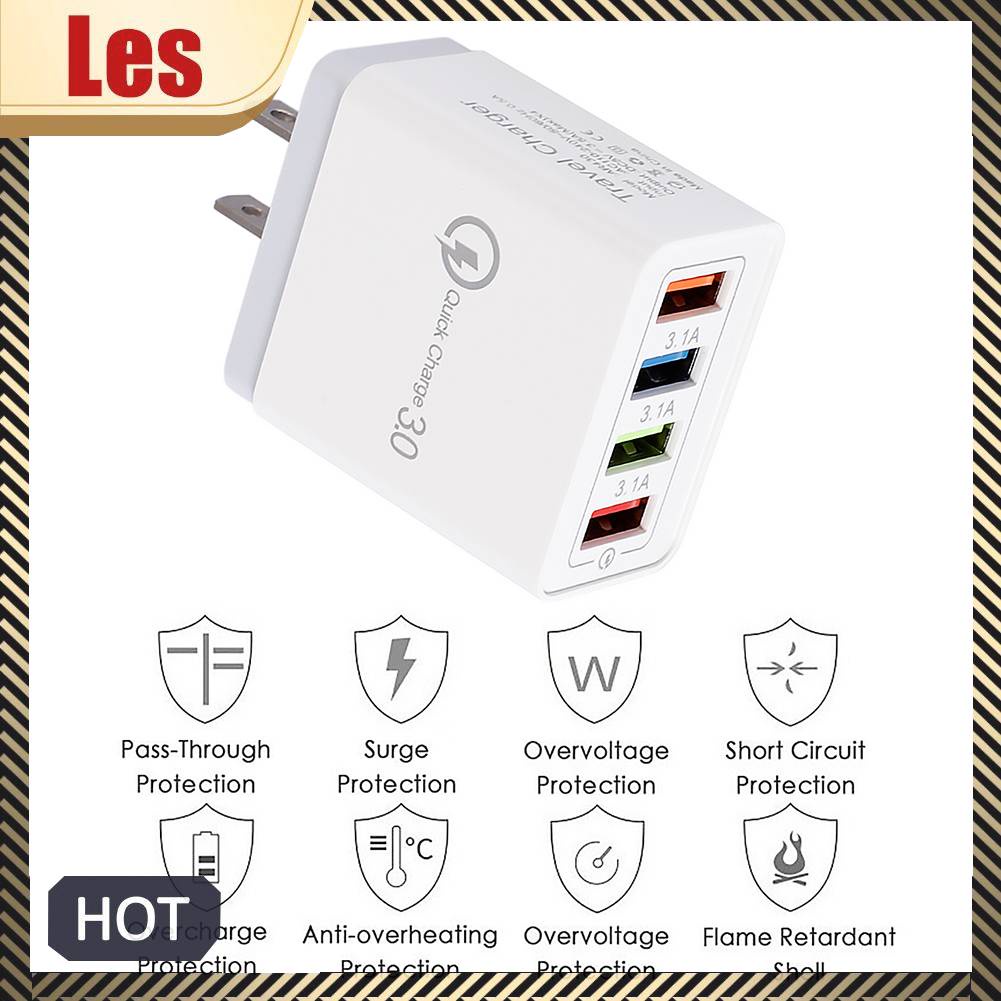 Củ Sạc Nhanh Với 4 Cổng USB Nhiều Màu Sắc Khác Nhau