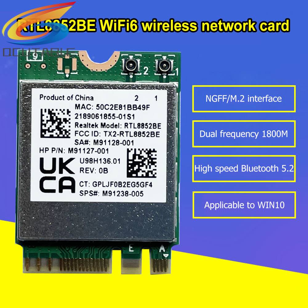 Mô Đun Thẻ Mạng Bluetooth 2.4G 5G 1800M NGFF M.2 WiFi6 Cho Laptop