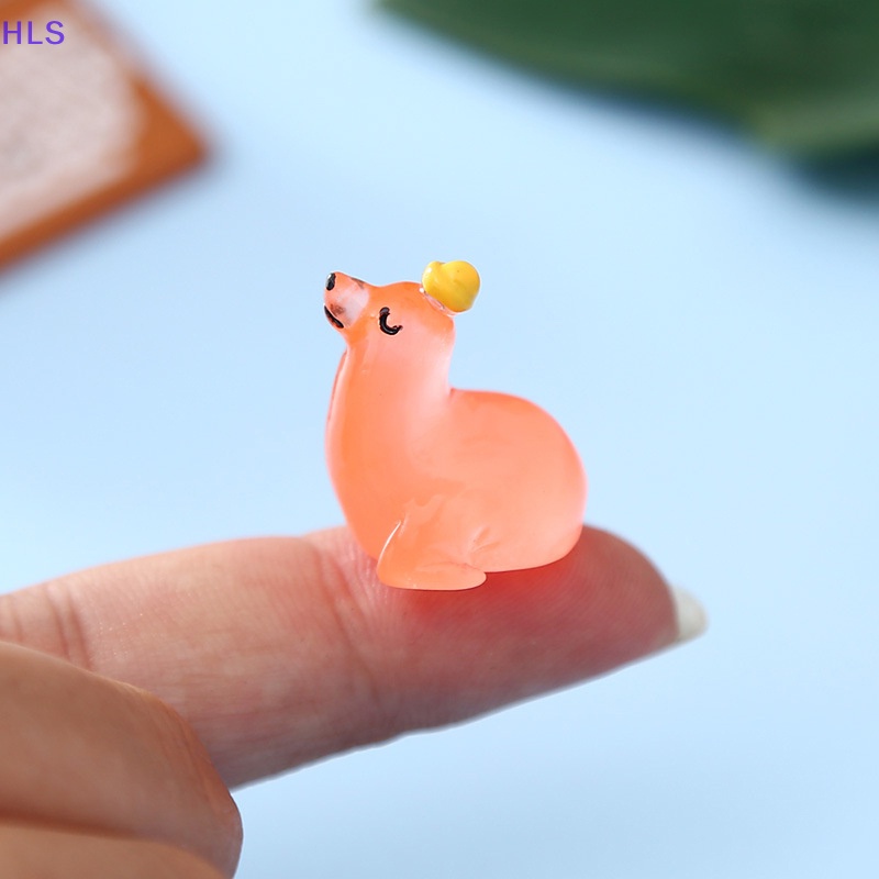 Bộ 2 Đồ trang trí Chú Chó Biển Hoạt Hình Mini Màu Dạ Quang Trang Trí Tiểu Cảnh / Nhà Búp Bê