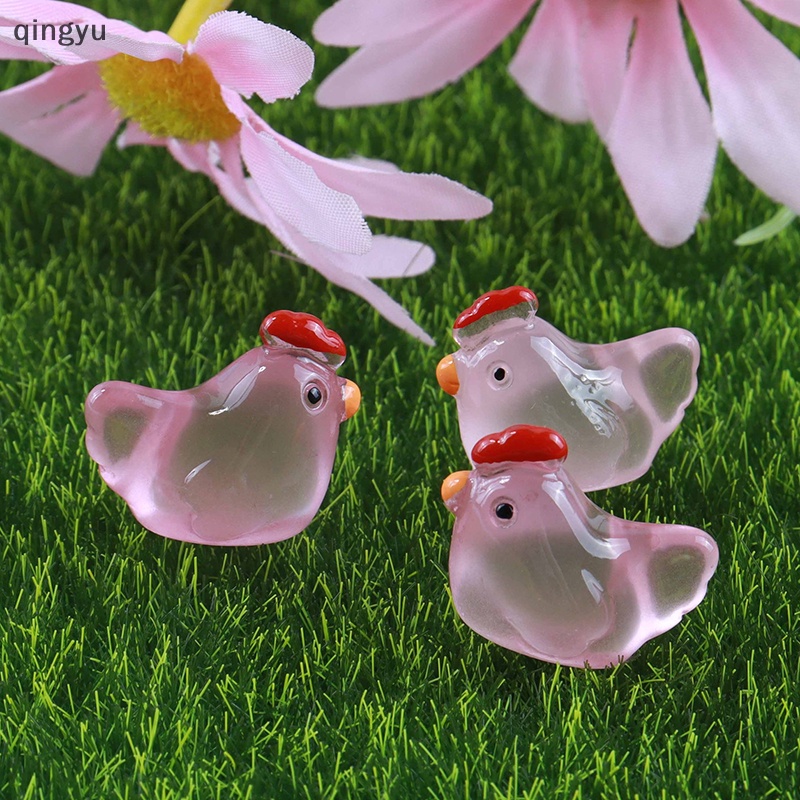 Bộ 5 Phụ Kiện Trang Trí Điện Thoại Hình Gà Con Bằng Nhựa Resin Màu Dạ Quang Trong Suốt DIY