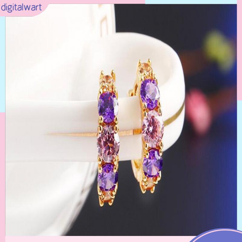 Bông Tai Dáng Thẳng Đính Đá Zircon Pha Lê Phong Cách Đơn Giản Hàng Mới [DG]