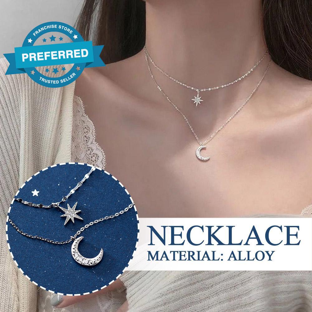 Vòng Cổ Choker Nhiều Lớp Mặt Trăng Ngôi Sao Thời Trang Dành Cho Nữ U0G0
