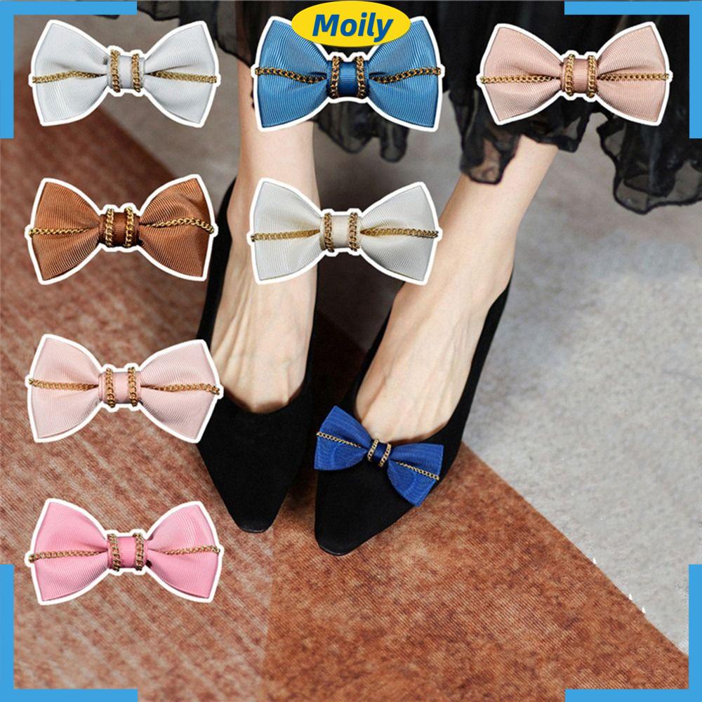 MOILYVN Bộ 2 Kẹp Giày Đính Nơ Ruy Băng Xinh Xắn Cho Cô Dâu