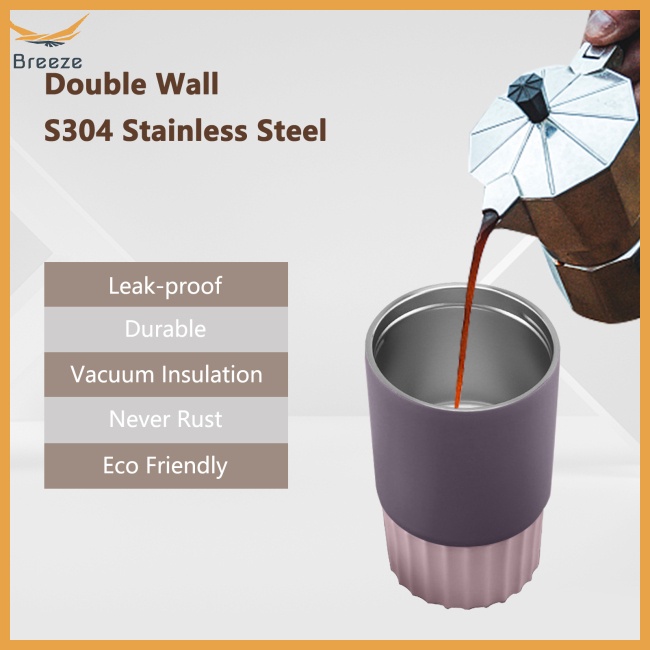 Cốc Cà Phê Cách Nhiệt Bằng Thép Không Gỉ 304 360ml Chống Bỏng Có Thể Tái Sử Dụng