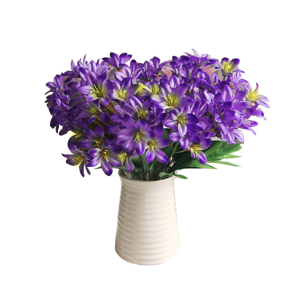 1 Bó 24 Bông Hoa Lily Giả Mini Trang Trí Tiệc Cưới