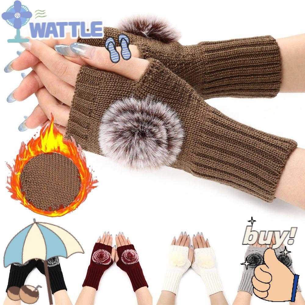 WTTLE Găng Tay Len Hở Ngón Đính Viên Bông