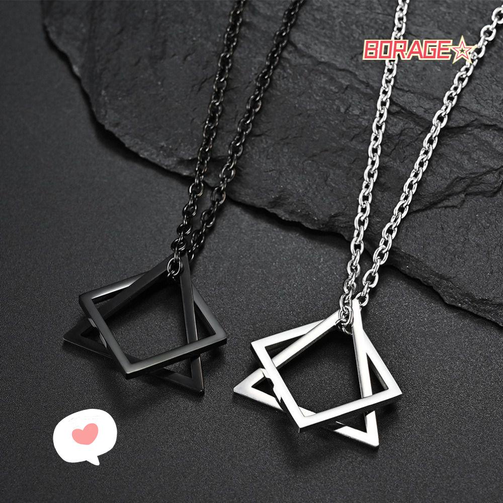 Vòng cổ Thép Titan Mặt Đá Quý Đen Phong Cách Punk Cho Nữ