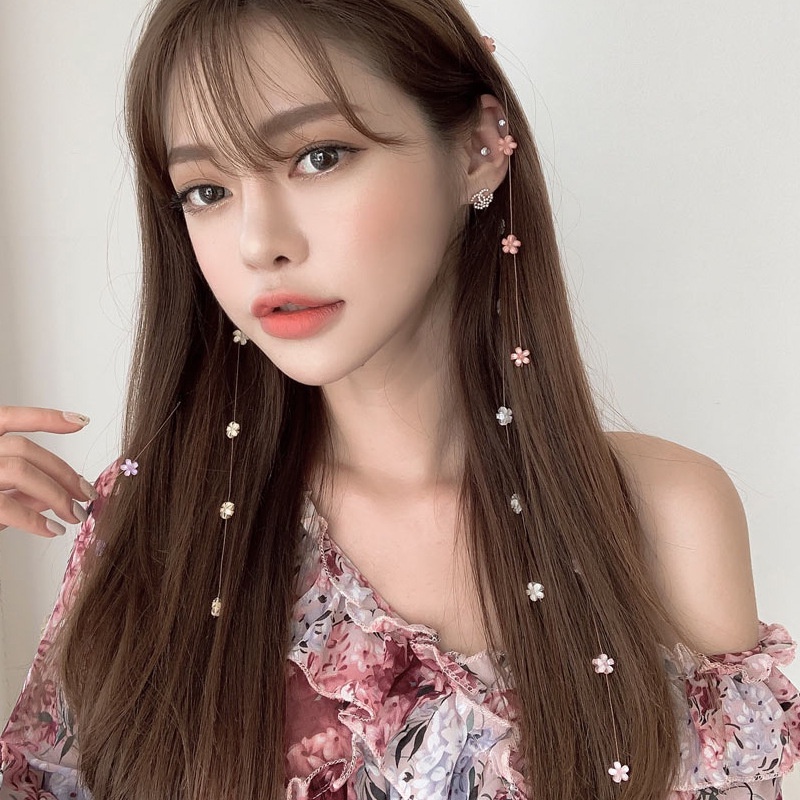 Dây Buộc Tóc Đa Năng / Kẹp Tóc Đuôi Ngựa Vô Hình / Dây Bện Đính Hoa Nhỏ Dễ Thương Cho Nữ