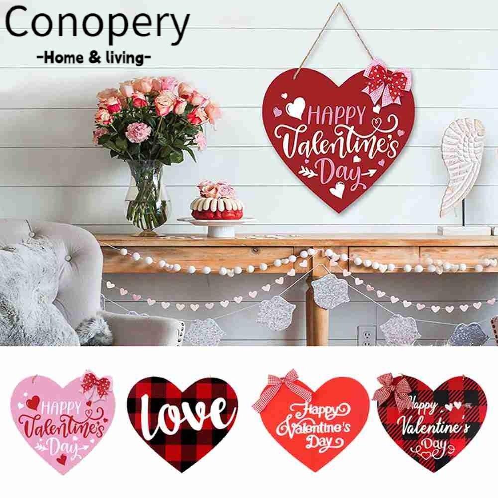 CONOPERY Phụ Kiện Trang Trí Nhà Cửa Hình Trái Tim Bằng Gỗ Dễ Thương Bắt Mắt
