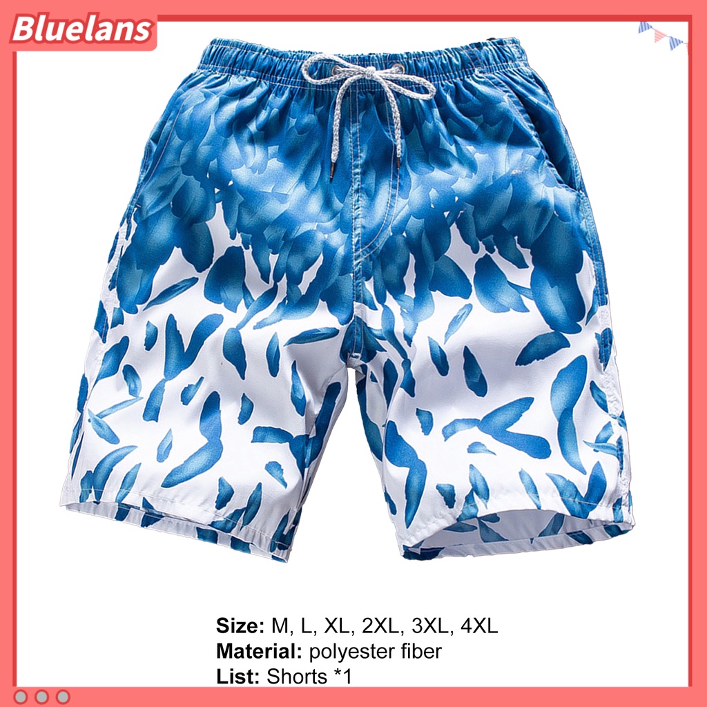 [BLS] Quần Đùi Đi Biển Dáng Rộng Eo Co Giãn In Hình Lông Vũ Nhiều Màu Sắc Mùa Hè