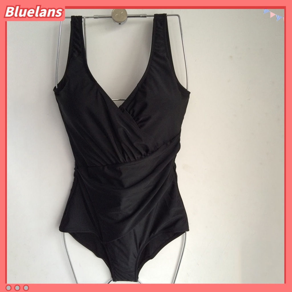 [BLS] Bộ Đồ Bơi Một Mảnh Dây Bản Rộng Cổ Chữ V Dây Bản Rộng Xếp Ly Gợi Cảm Cho Nữ Đi Biển