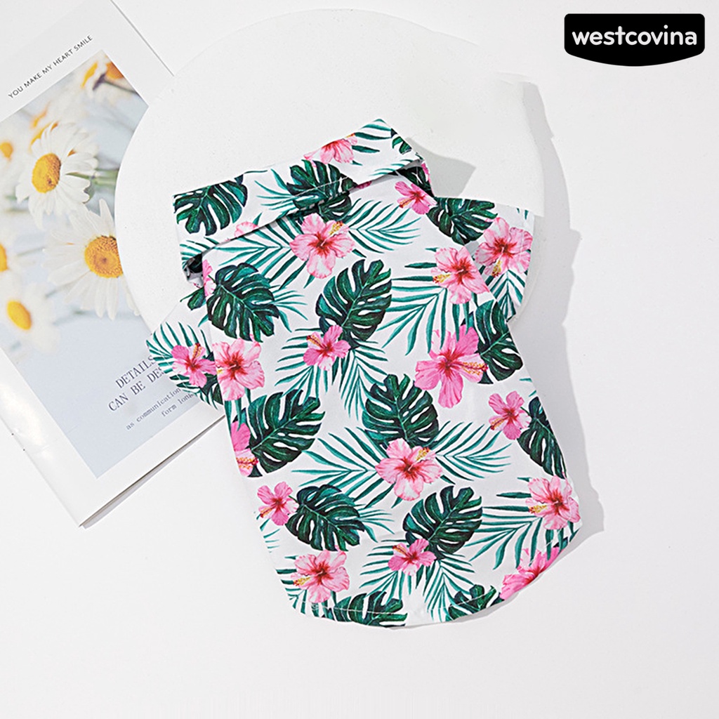 [COD]♞Áo Sơ Mi Siêu Mềm Thoáng Khí In Họa Tiết Lá Cây Phong Cách Hawaii Dành Cho Cún Cưng