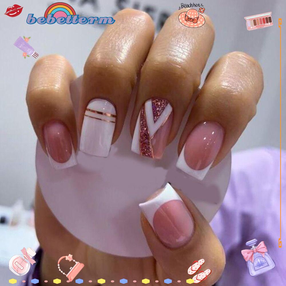 Bộ Móng Tay Giả Đầu Vuông Dạng Nhấn Thời Trang Dành Cho Nữ