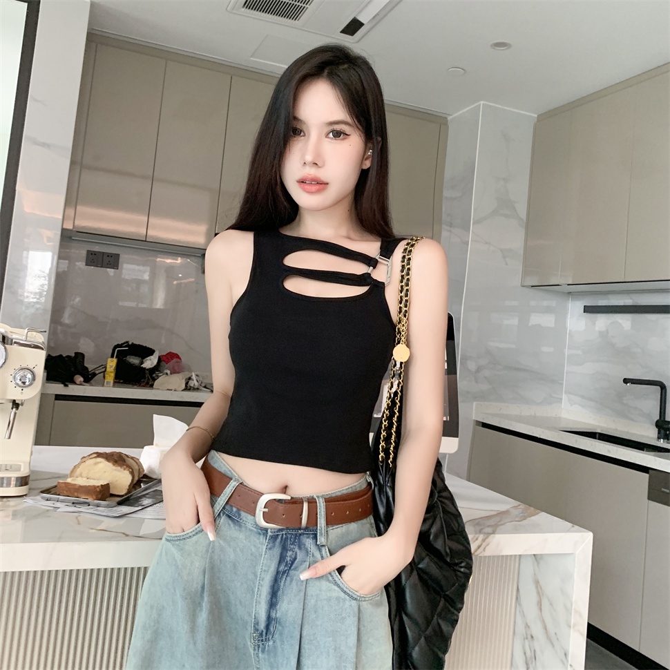 Áo Croptop Hai Dây Màu Sắc Trơn Phong Cách Hàn Quốc Quyến Rũ Cho Nữ