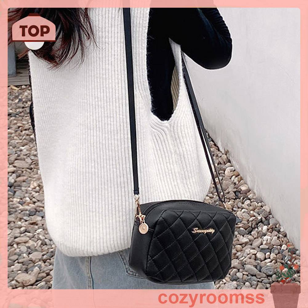 Túi Da PU Đeo Chéo Thêu Họa Tiết Lưới Thời Trang Cho Nữ