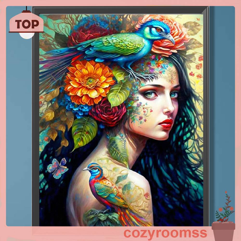 Tranh Đính Đá Kim Cương Toàn Bộ 5D DIY Hình Vẽ Cô Gái Trang Trí Nhà Cửa