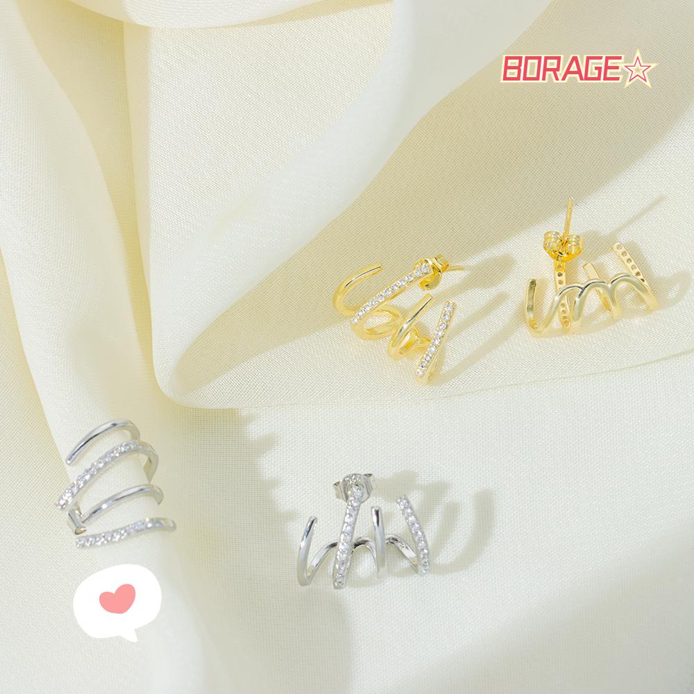 BORAG Bông Tai Mạ BạC 925 ĐíNh Đá LấP LáNh