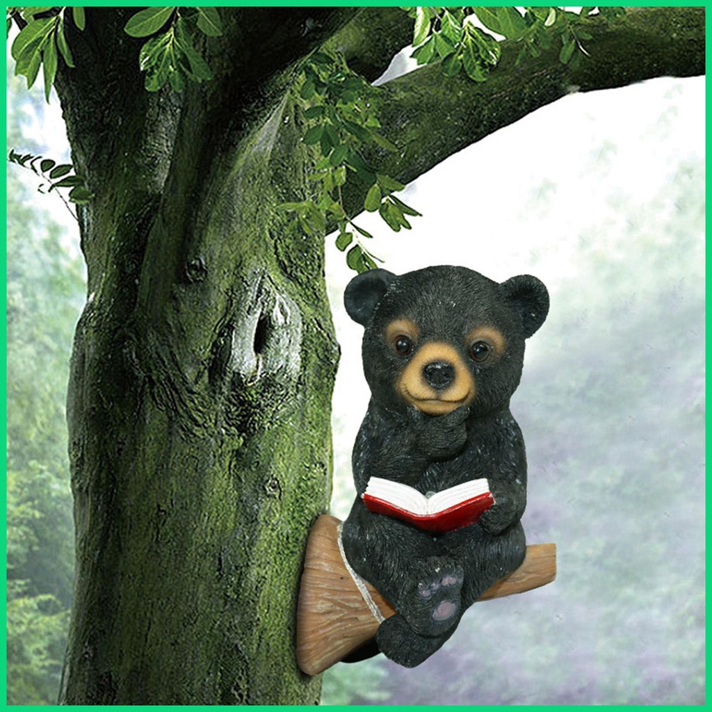 Mô Hình Tượng Gấu Bằng Nhựa Resin Chống Nước Điêu Khắc Năng Lượng Mặt Trời Trang Trí Sân Vườn