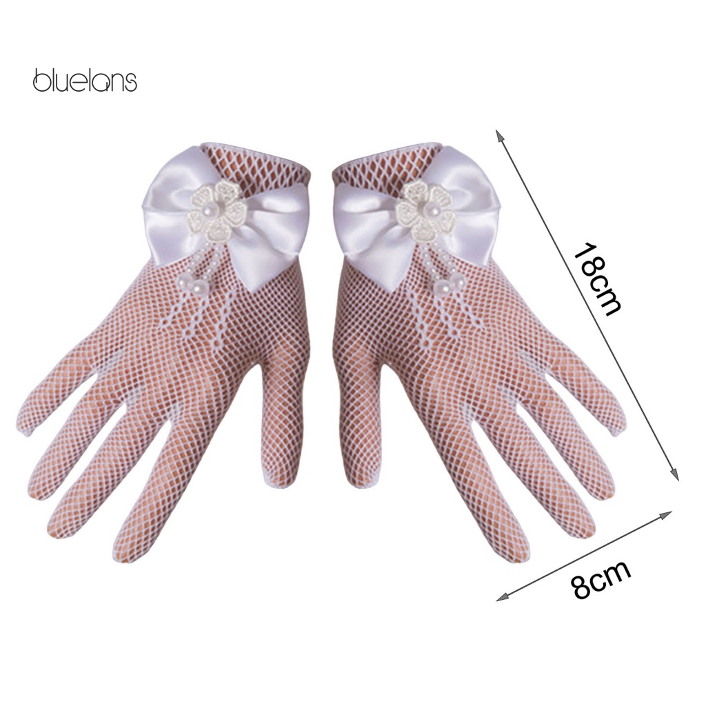 1 Đôi Găng Tay Lưới Xuyên Thấu Đính Nơ Trang Trí Đám Cưới