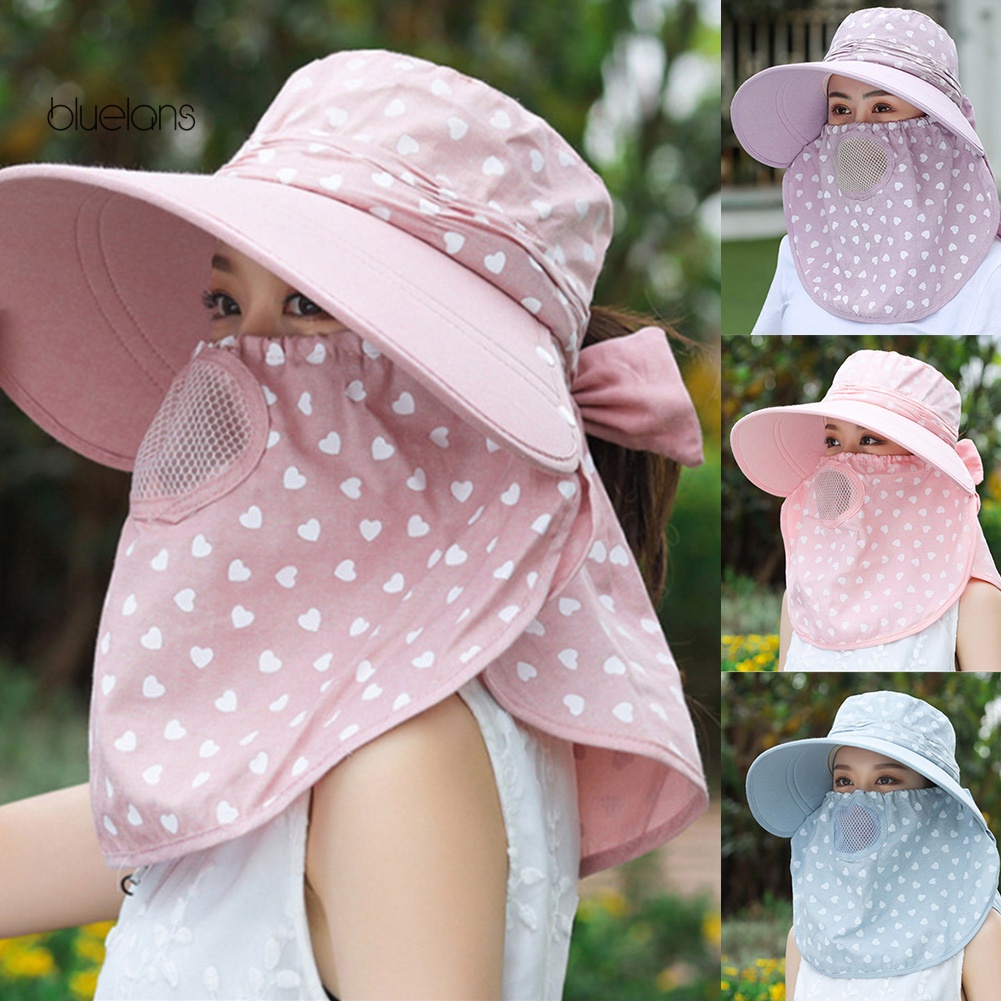 Mũ Rộng Vành Chống Tia UV Thoáng Khí Hình Trái Tim Xinh Xắn