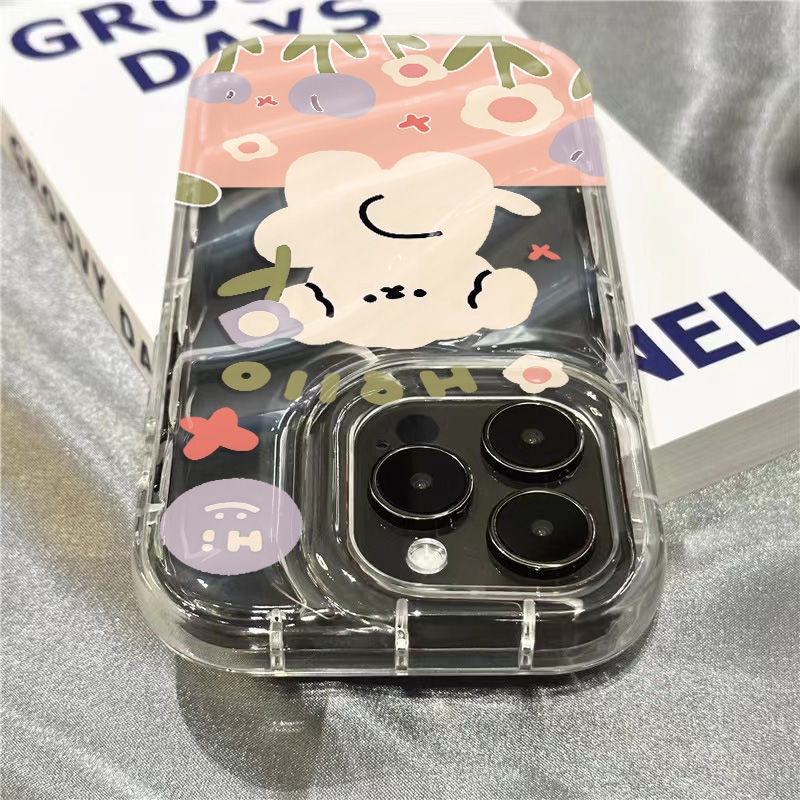 Ốp Điện Thoại Mềm Trong Suốt Hình Cún Và Hoa Dễ Thương Cho iPhone14promax 1312 / 11 7 / 8plus xr / sins 2HBS