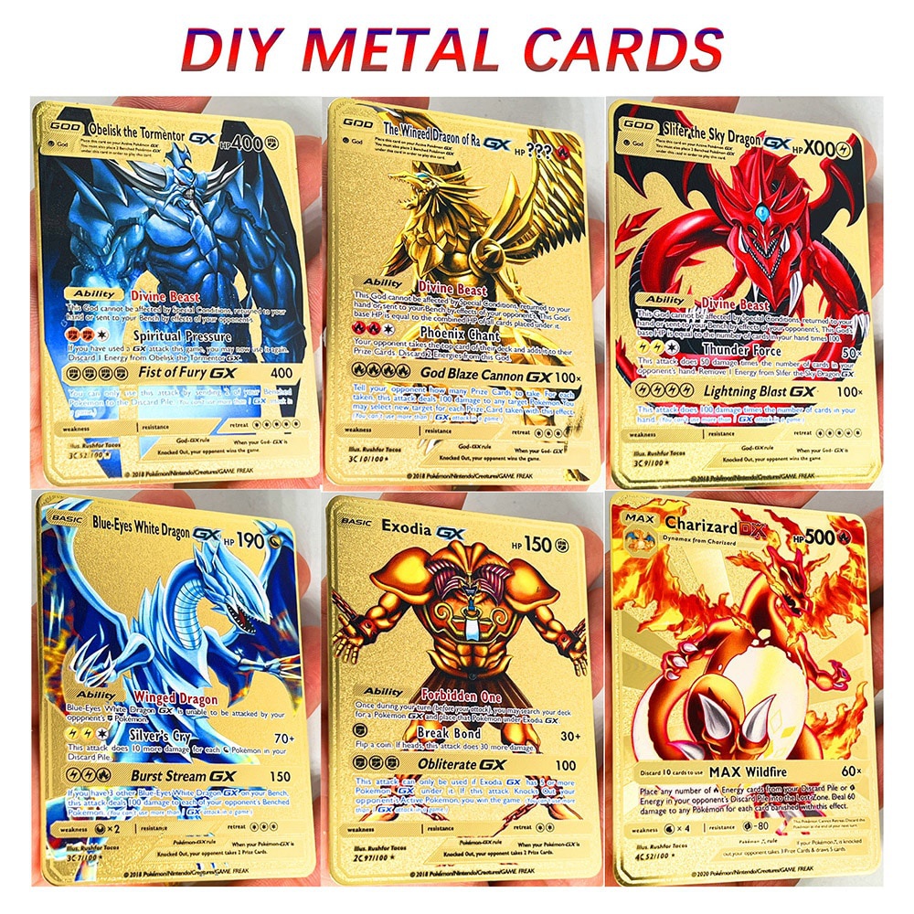 Thẻ Kim Loại Pokemon Charizard Gx Rare thẻ năng lượng đứa trẻ trò chơi thẻ vàng món quà đồ chơi