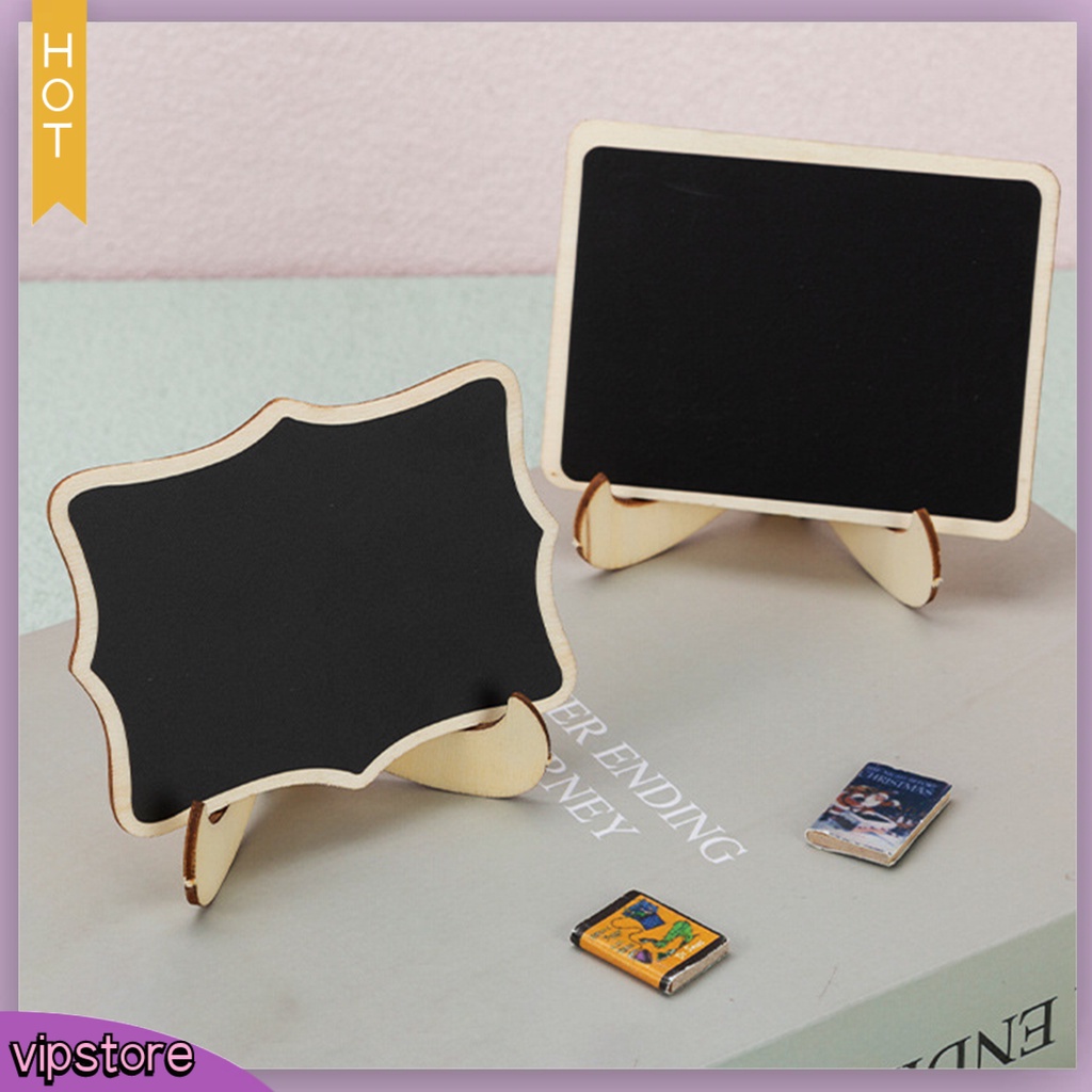 &lt;VIP&gt; Set 10 Bảng Đen Mini Đa Năng Có Giá Đỡ Bằng Gỗ Dùng Trang Trí Tiểu Cảnh / Văn Phòng
