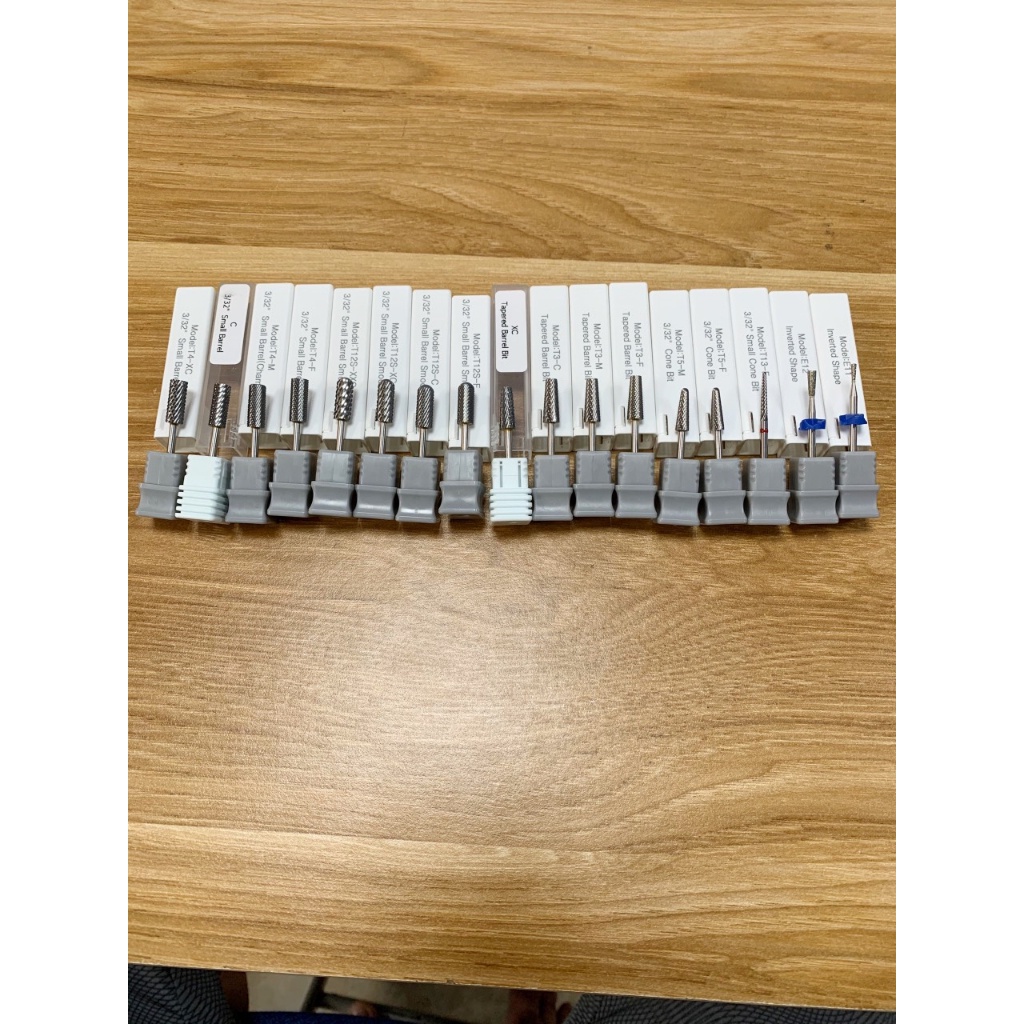 Đầu mài móng Mỹ, đầu mài phá, mịn, khóe tròn Cuticle, trọn bộ đầy đủ