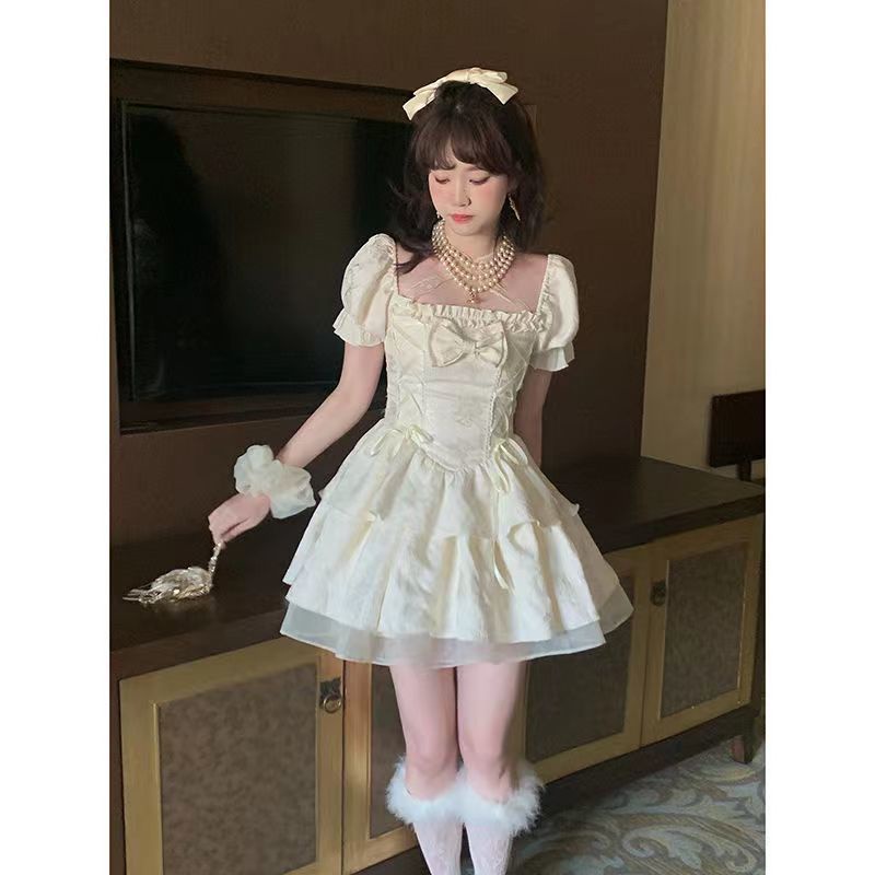 Đầm Dáng Chữ A Tay Phồng Thắt Nơ Phong Cách Hàn Quốc Thời Trang Mùa Hè 2023 Mới