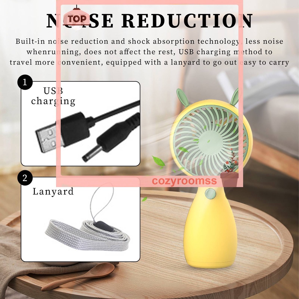 Quạt Làm Mát Mini Cầm Tay Họa Tiết Hoạt Hình Có Cổng Sạc USB Cho Văn Phòng /