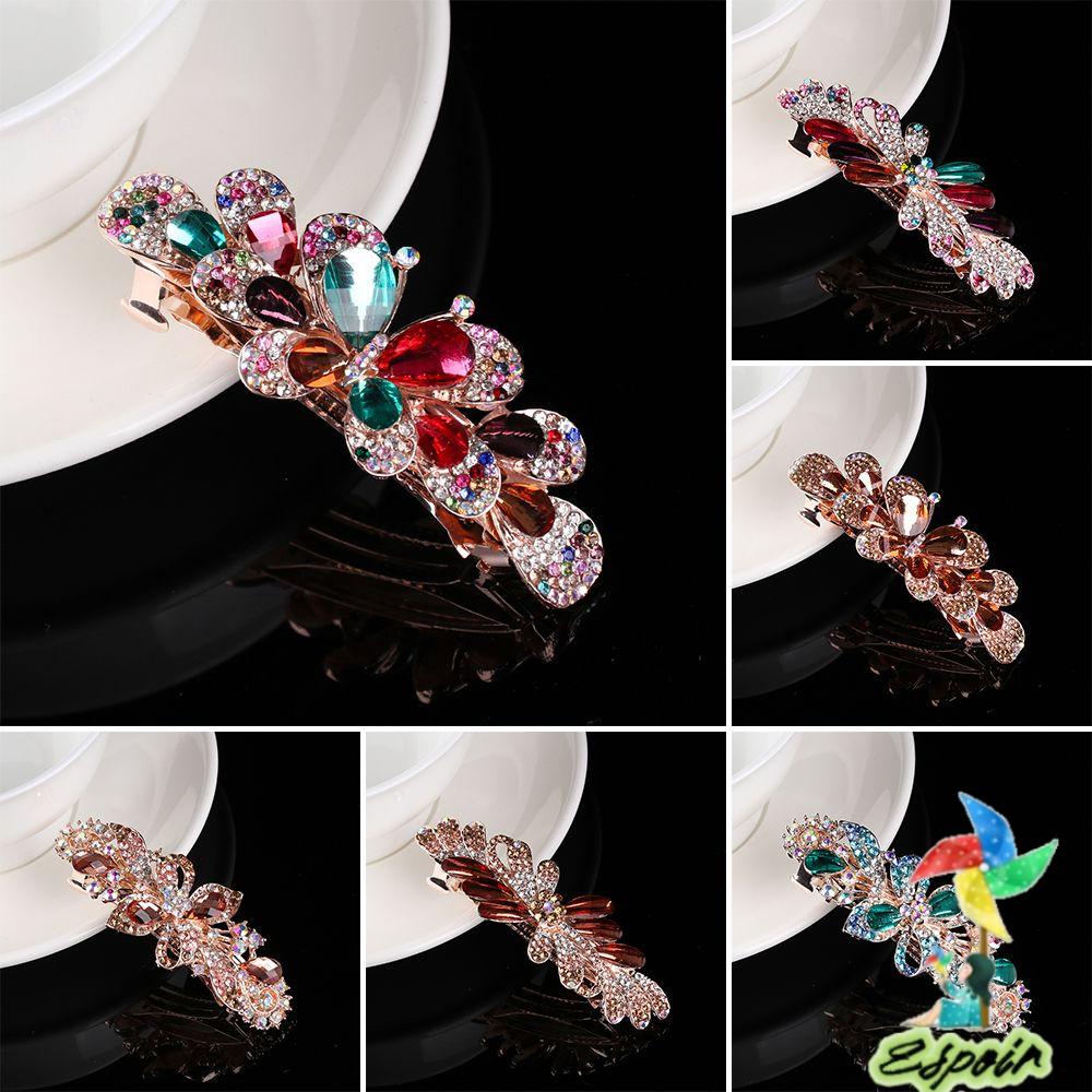 ESPO Kẹp Tóc Đuôi Ngựa Đính Hoa Nhựa Phong Cách Hàn Quốc