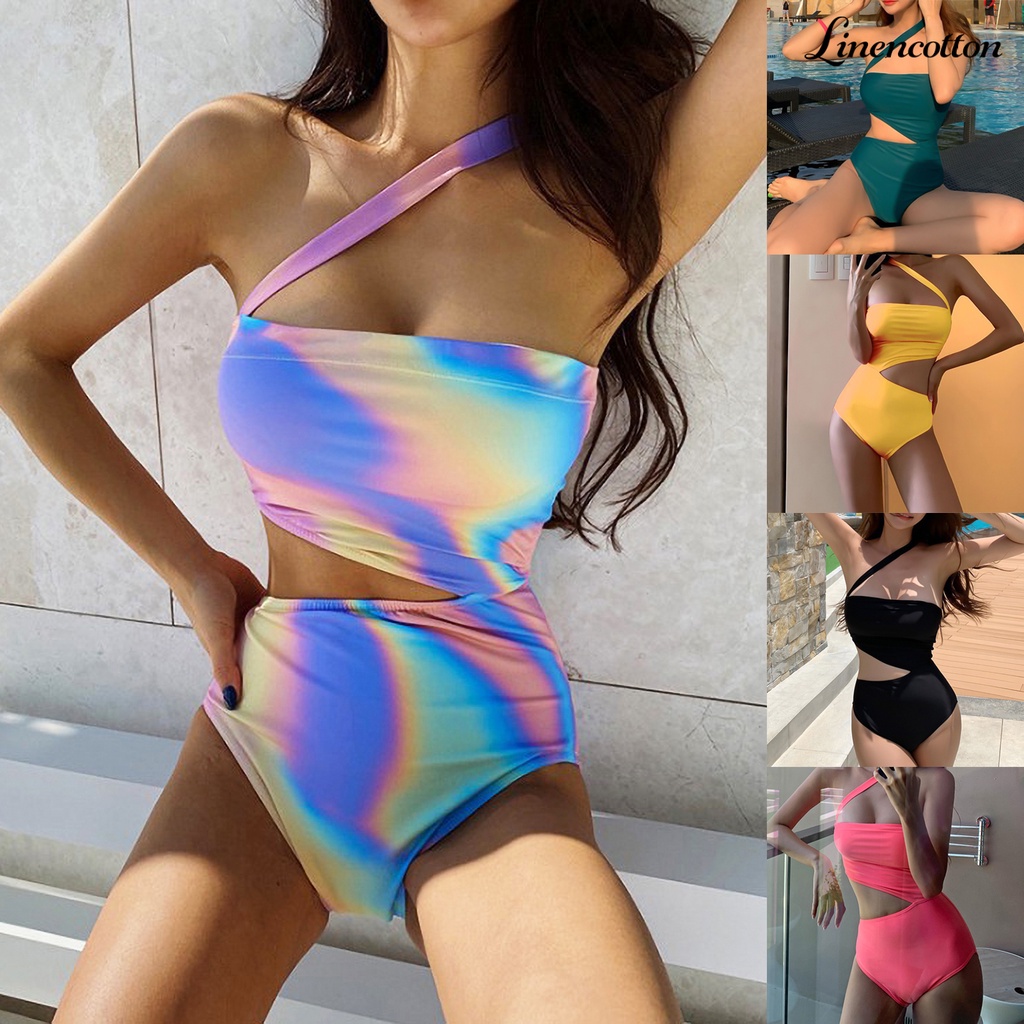 Đồ Bơi Một Mảnh Lưng Cao Hở Vai Dáng Ôm Thời Trang Quyến Rũ Cho Nữ