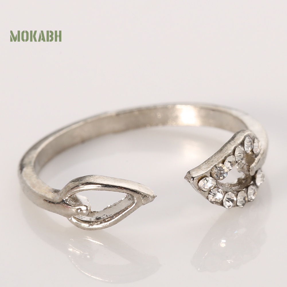 Nhẫn Đeo Tay Họa Tiết Hình Chiếc Lá Đính Đá Có Thể Điều Chỉnh Kích Thước Thời Trang Cho Nữ