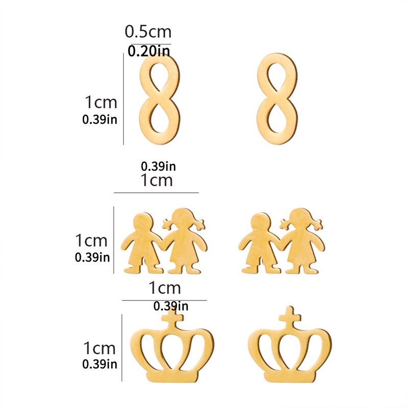 Ygt Set 3 Đôi Khuyên Tai Hình Vương Miện Bằng Thép Không Gỉ Phong Cách Hàn Quốc Cho Nữ