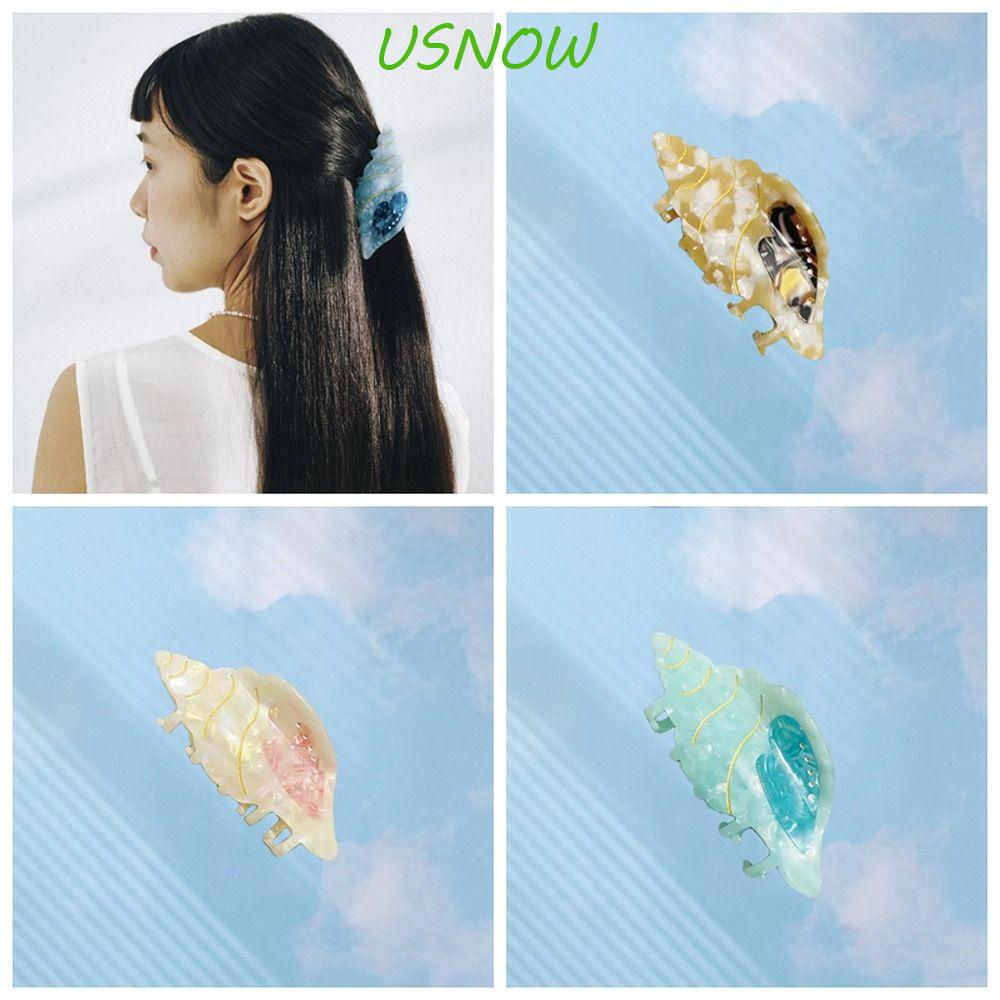 USNOW Kẹp Tóc Đuôi Ngựa Cỡ Lớn Hình Vỏ Sò Phong Cách Hàn Quốc Cho Nữ