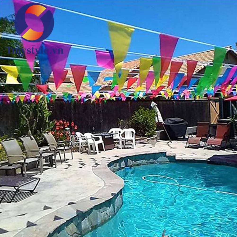Dây Cờ Tam Giác 40m Bằng Polyester Nhiều Màu Trang Trí Bữa Tiệc