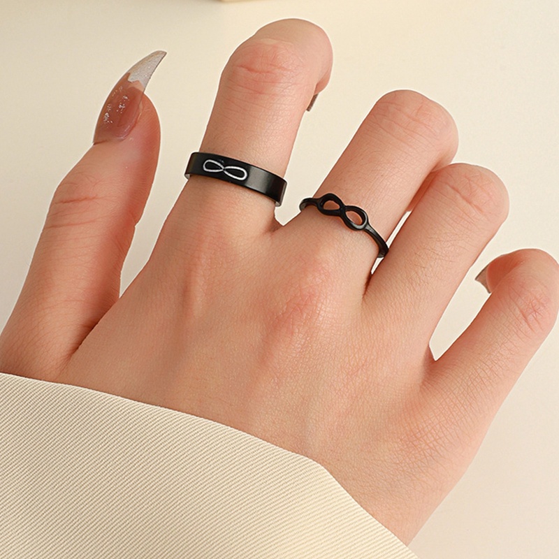 Ygt Bộ 2 Nhẫn Hình Số 8 May Mắn Dạng Mở Có Thể Điều Chỉnh Dành Cho Cặp Đôi