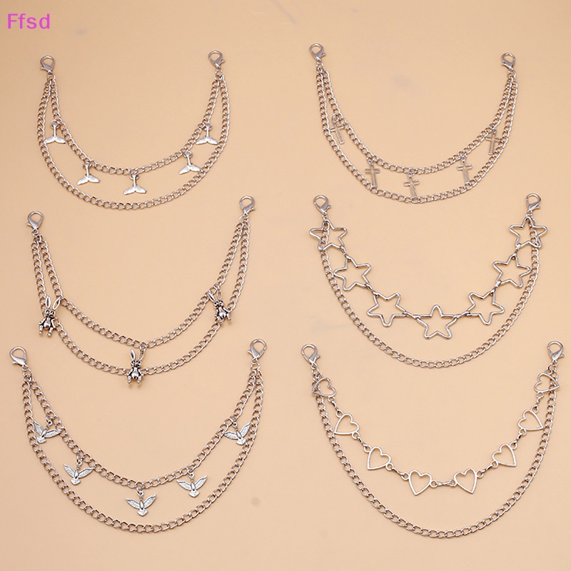 {Ffsd} Dây Xích Kim Loại Nhiều Lớp Mặt Hình Thỏ Ngôi Sao Năm Cánh Phụ Kiện Túi Xách Đeo Vai DIY Bán Chạy *