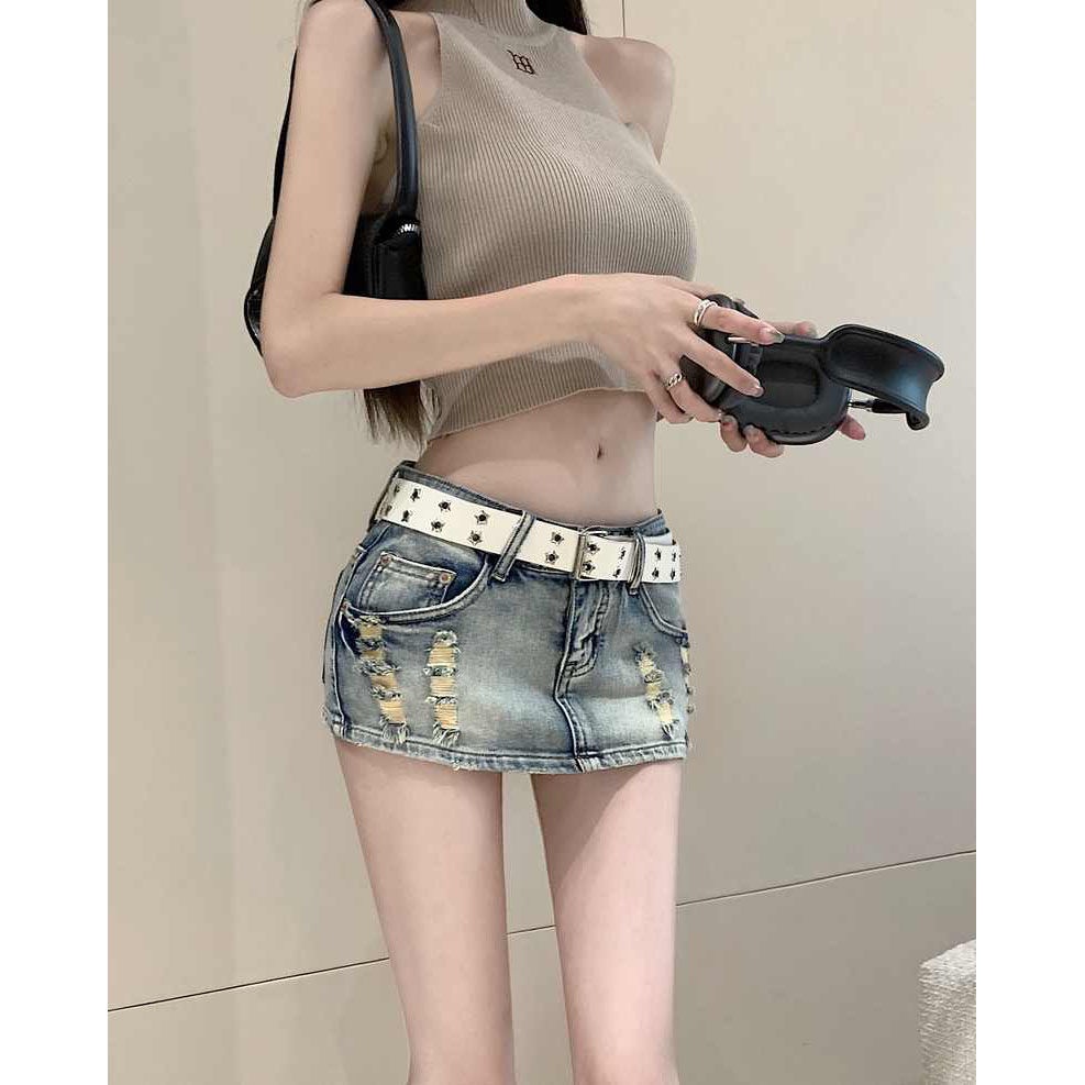 Bán Chạy✨Chân Váy Jeans Rách Thời Trang Dành Cho Nữ